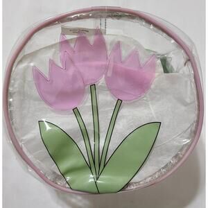 Vtg Avon Tulip Blossom Cosmetics Makeup Bag Clear Floral Case Storage Gift NWOT